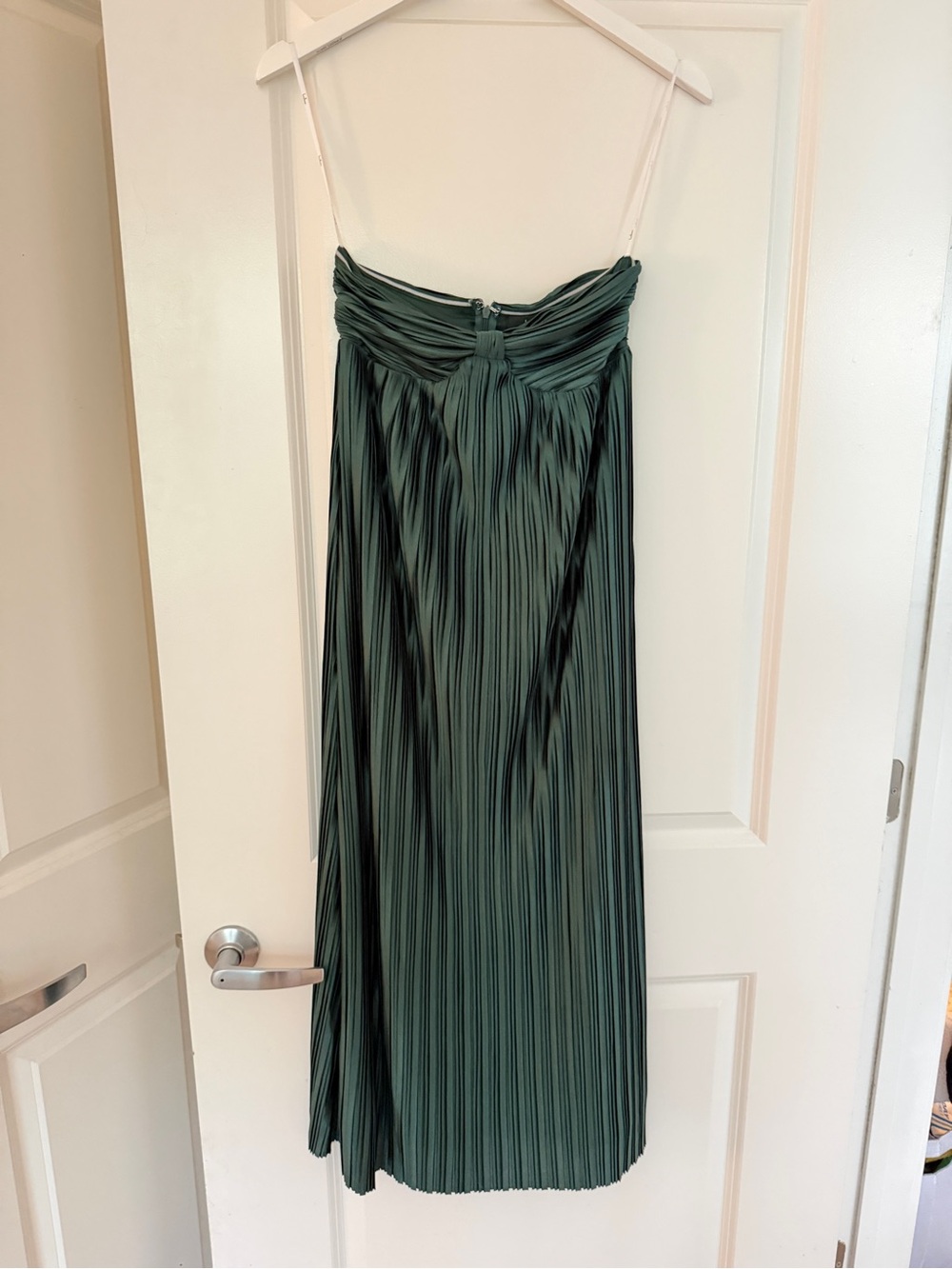 Green Pleated Midi Dress -  Forest Green